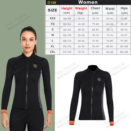 Premium 3MM Neoprene Wetsuit Men One-Piece Suits Keep Warm Surf Scuba Diving Suit Fishing Spearfishing Kitesurf Women Wetsuit