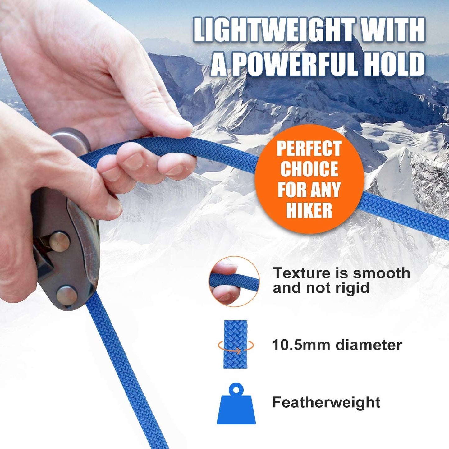 Outdoor Climbing Rope 10M(32Ft) 20M(64Ft) 30M(96Ft) 50M(160Ft) 70M(230Ft) 152M(5