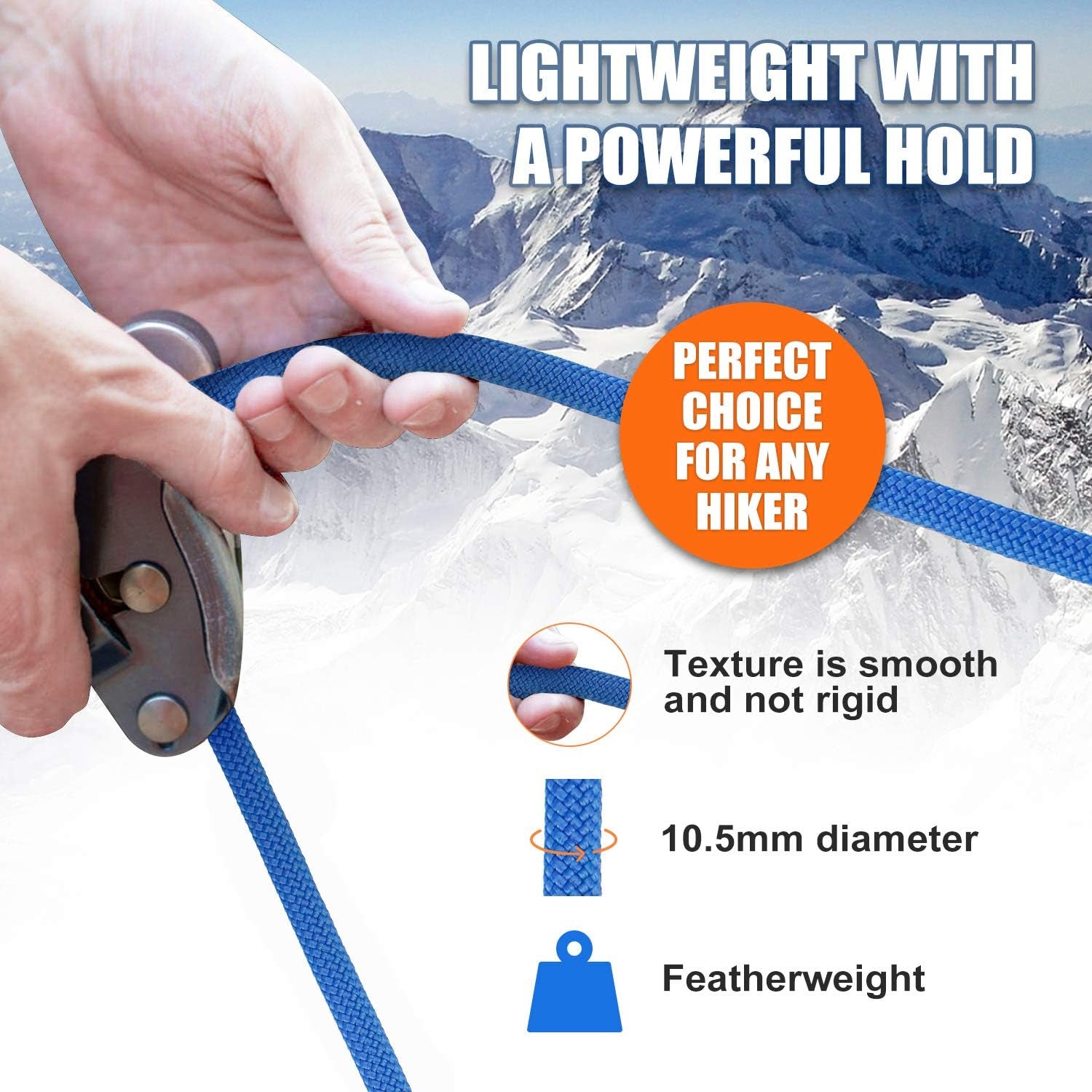 Outdoor Climbing Rope 10M(32Ft) 20M(64Ft) 30M(96Ft) 50M(160Ft) 70M(230Ft) 152M(5